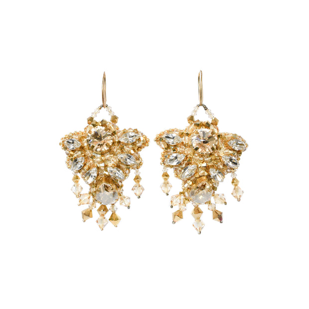 Heyam Earrings Gold Crystal