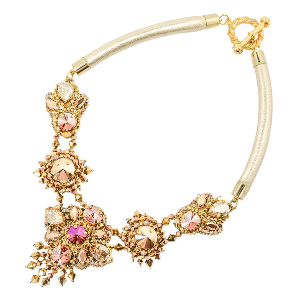 Brianna Necklace Gold & Crystal Rose